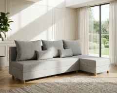 Modulares Ecksofa in L-Form Lellice - links oder rechts montierbar, meliertes Hellgrau