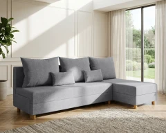 Modulares Ecksofa in L-Form Lellice - links oder rechts montierbar, meliertes Grau