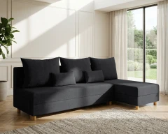 Modulares Ecksofa in L-Form Lellice - links oder rechts montierbar, meliertes Dunkelgrau