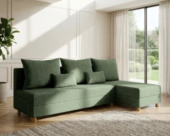 Modulares Ecksofa in L-Form Lellice - links oder rechts montierbar, meliertes Grün