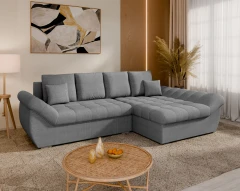 Homesy ECKSOFA ZAYA mit Schlaffunktion L-Form, RECHTS Sofa mit Bettkasten, Wohnzimmersofa, Couch, Soffa, Bettsofa - Dunkelgrau
