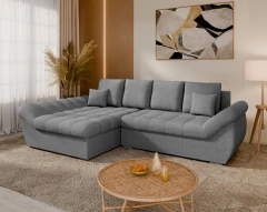 Homesy ECKSOFA ZAYA mit Schlaffunktion L-Form, LINKS Sofa mit Bettkasten, Wohnzimmersofa, Couch, Soffa, Bettsofa - Dunkelgrau