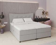 Boxspringbett NEVADA - Komfortbett mit Staraum, Doppelbet, 180x200, Stoff Faro 16 - Grau