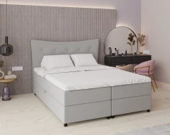 Boxspringbett NEVADA - Komfortbett mit Staraum, Doppelbet, 160x200, Stoff Faro 16 - Grau