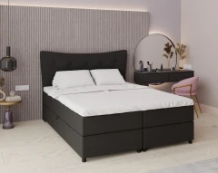 Boxspringbett NEVADA - Komfortbett mit Staraum, Doppelbet, 160x200, Stoff Otis 19 - Schwarz