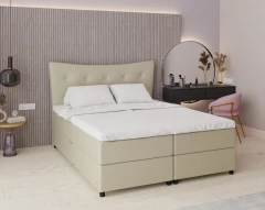 Boxspringbett NEVADA - Komfortbett mit Staraum, Doppelbet, 160x200, Stoff Kronos 45 - Hellgrun