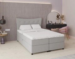 Boxspringbett NEVADA - Komfortbett mit Staraum, Doppelbet, 140x200, Stoff Faro 16 - Grau