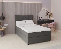 Boxspringbett NEVADA - Komfortbett mit Staraum, Einzelbett, 120x200, Stoff Faro 4 - Grau