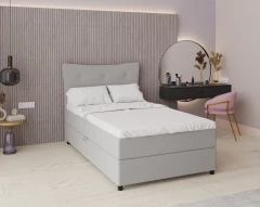 Boxspringbett NEVADA - Komfortbett mit Staraum, Einzelbett, 120x200, Stoff Faro 16 - Grau
