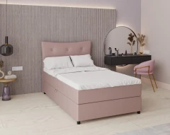 Boxspringbett NEVADA - Komfortbett mit Staraum, Einzelbett, 120x200, Stoff Kronos 27 - Rosa