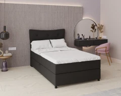Boxspringbett NEVADA - Komfortbett mit Staraum, Einzelbett, 120x200, Stoff Otis 19 - Schwarz