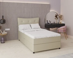 Boxspringbett NEVADA - Komfortbett mit Staraum, Einzelbett, 120x200, Stoff Kronos 45 - Hellgrun