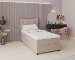 Boxspringbett NEVADA - Komfortbett mit Staraum, Einzelbett, 100x200, Stoff Fancy 11 - Braun