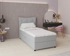 Boxspringbett NEVADA - Komfortbett mit Staraum, Einzelbett, 100x200, Stoff Fancy 85 - Hellgrau