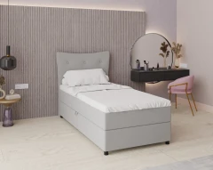 Boxspringbett NEVADA - Komfortbett mit Staraum, Einzelbett, 100x200, Stoff Faro 16 - Grau