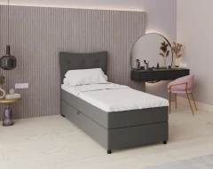 Boxspringbett NEVADA - Komfortbett mit Staraum, Einzelbett, 90x200, Stoff Faro 4 - Grau