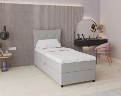 Boxspringbett NEVADA - Komfortbett mit Staraum, Einzelbett, 90x200, Stoff Faro 16 - Grau
