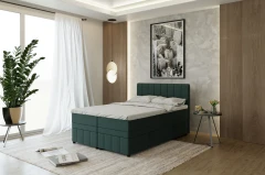 AVALON Boxspringbett 140x200 Stoff Grün - Fancy 39