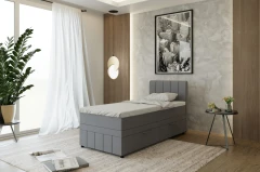 AVALON Boxspringbett 90x200 Stoff Grau - Fancy 90