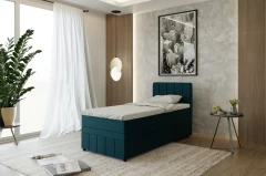 AVALON Boxspringbett 90x200 Stoff Dunkeltürkis - Kronos 4