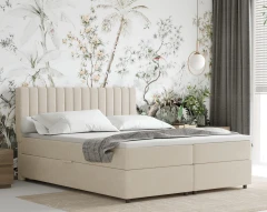Boxspringbett EVEREST 160x200 mit Bettkasten - Stoff Beige (Bezung Bondo 1)