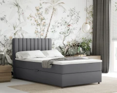 Boxspringbett EVEREST 120x200 mit Bettkasten - Stoff Dunkelgrau (Bezung Fancy 90)