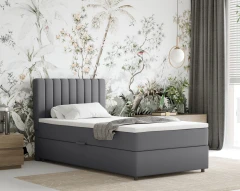 Boxspringbett EVEREST 100x200 mit Bettkasten - Stoff Dunkelgrau (Bezung Fancy 90)