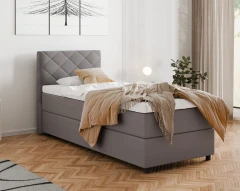 Diamaro 90x200 cm mit Bettkasten und Topper - Dunkelgrau