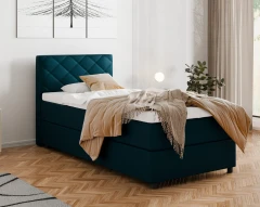 Diamaro 100x200 cm mit Bettkasten und Topper - Dunkeltürkis
