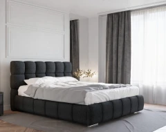 Polsterbett BLISS 160x200cm mit Bettkasten - Schwarz (Bezug Raven 18)