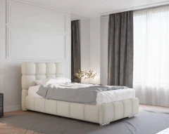 Polsterbett BLISS 100x200cm mit Bettkasten - Beige (Bezug Raven 22)