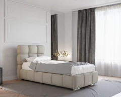 Polsterbett BLISS 90x200cm mit Bettkasten - Braun (Bezug Raven 30)