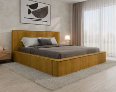 Polsterbett SANA – modernes Bett mit Bettkasten 180x200 Senfgelb