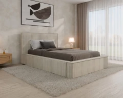 Polsterbett SANA – modernes Bett mit Bettkasten 120x200 Vanille